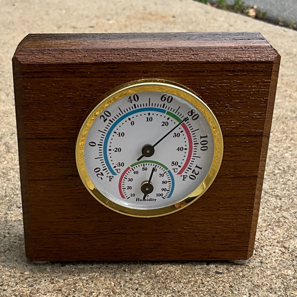 USS Battleship New Jersey BB-62 Teak 4x4 Thermometer & Humidity Gauge Display