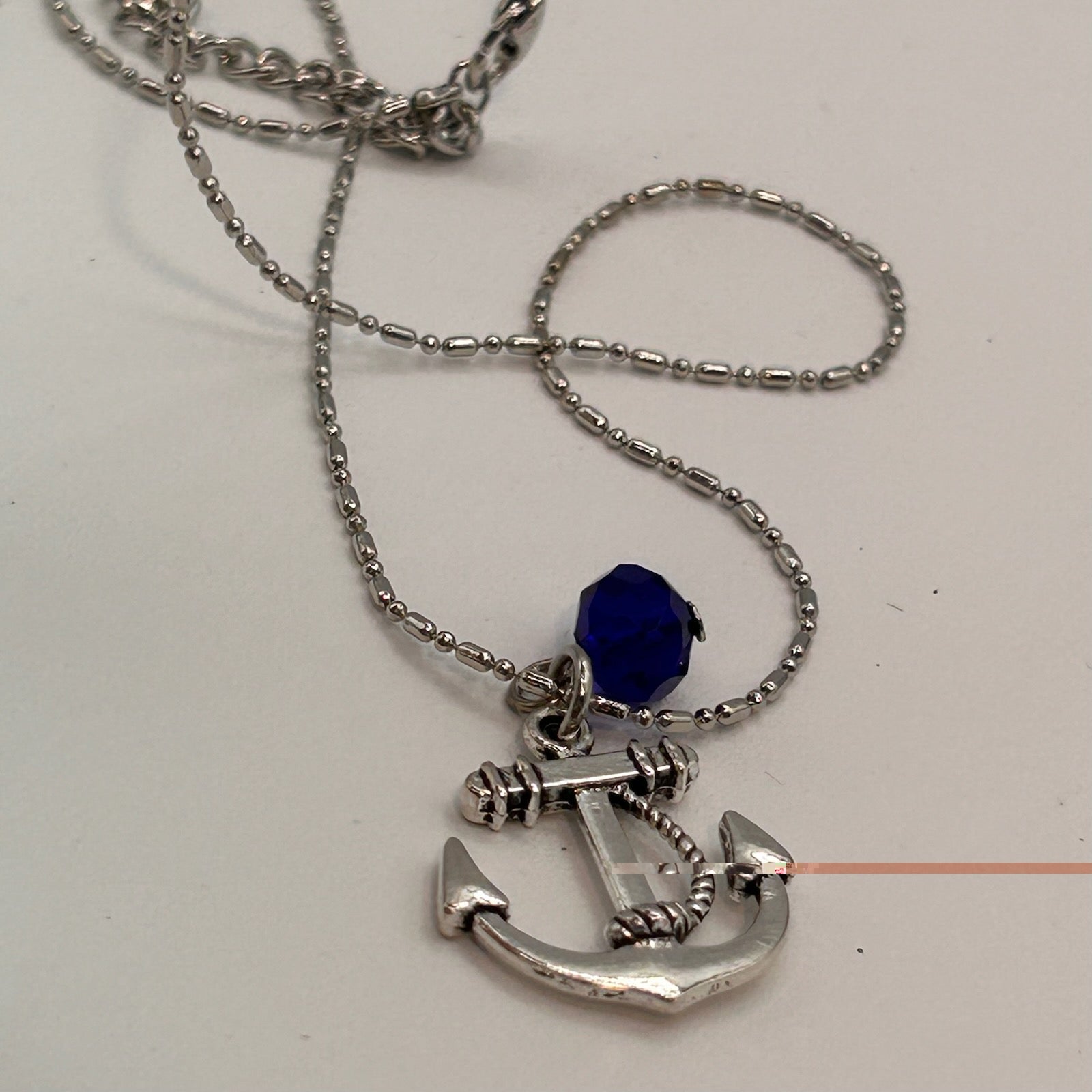 Anchor Necklace w Bead