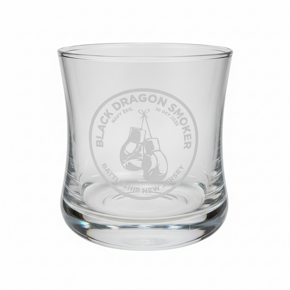 Navy 250 Etched Glass Cup - Boxing Glove Edition