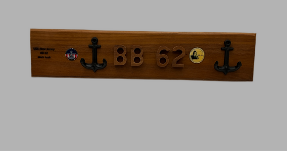 Battleship New Jersey BB-62 Modern Teak with Two Anchor Hooks