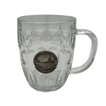 Battleship BB-62 Pewter Glass Dimpled Beer Mug