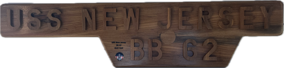 Battleship New Jersey BB-62 USS NJ Teak Sign