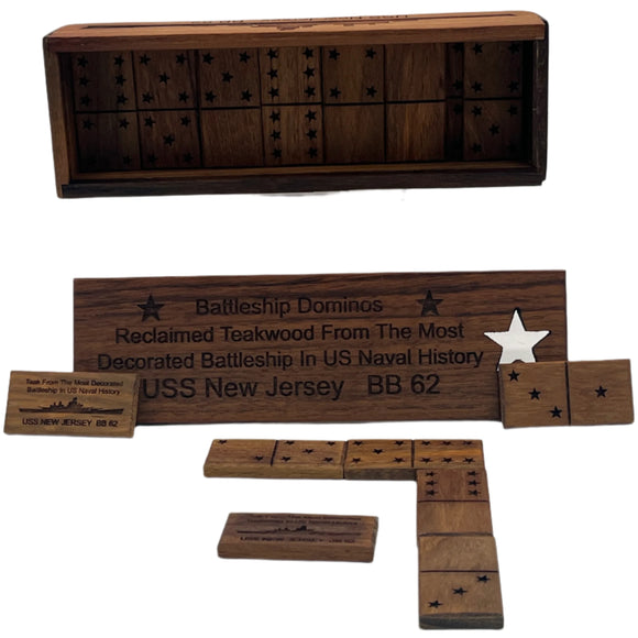 Battleship New Jersey BB-62 Modern Teak Domino Set