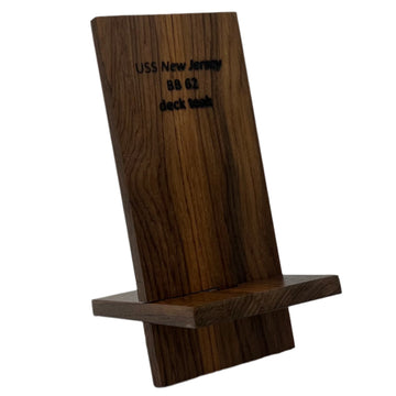 Battleship New Jersey BB-62 Modern Teak Phone/Tablet Holder