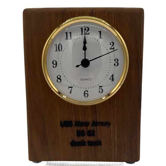 Battleship New Jersey BB-62 Modern Teak Quartz Clock
