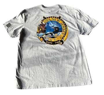USS New Jersey (SSN796) Back Graphic T-Shirt (Grey)