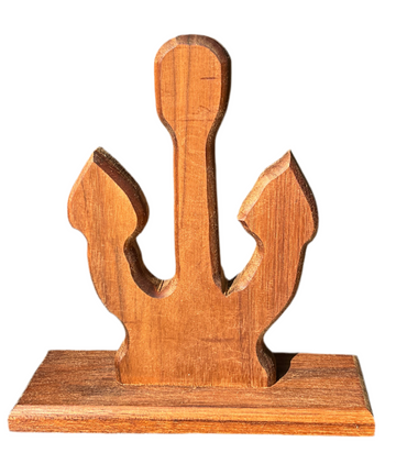 Battleship New Jersey BB-62 Modern Teak Anchor Decor - 0