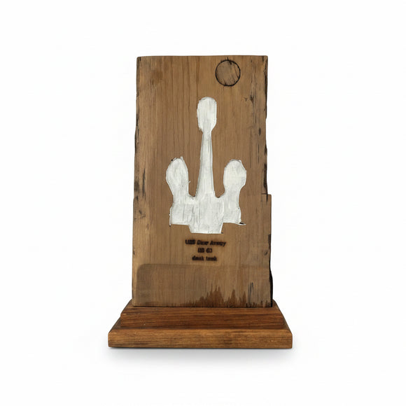 Authentic USS New Jersey Teakwood Anchor Display Sculpture – Handcrafted by our Volunteers