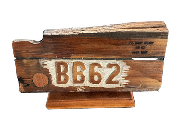 BB-62 Battle-Scarred Teak Display Authentic USS New Jersey Deck Wood