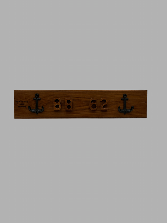 Battleship New Jersey BB-62 Modern Teak with Two Anchor Hooks