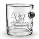 USS New Jersey (BB-62) Turrets Musket Ball Double-Etched Rocks Glass – America 250th Anniversary Edition-1