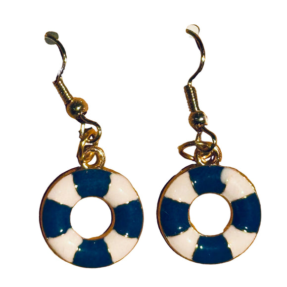Battleship New Jersey Nautical Life Preserver Earrings