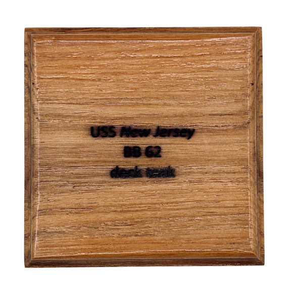 Battleship New Jersey BB-62 Modern Teak Coaster