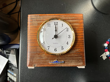 Handcrafted Battleship New Jersey Teak Desk Clock – Made from Original BB-62 Deck Teak