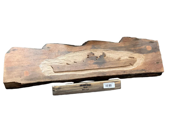 WW II Teak Sculpture ( 2.4ft ) Carved Battleship Silhouette