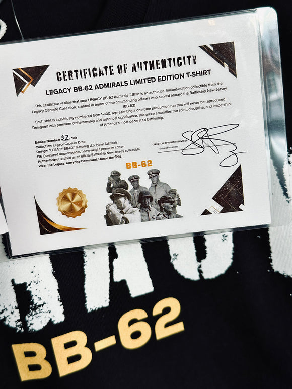 LEGACY BB-62 Capsule Drop-Admirals (Limited Edition Numbered 1–100) w/ Certificate of Authenticity
