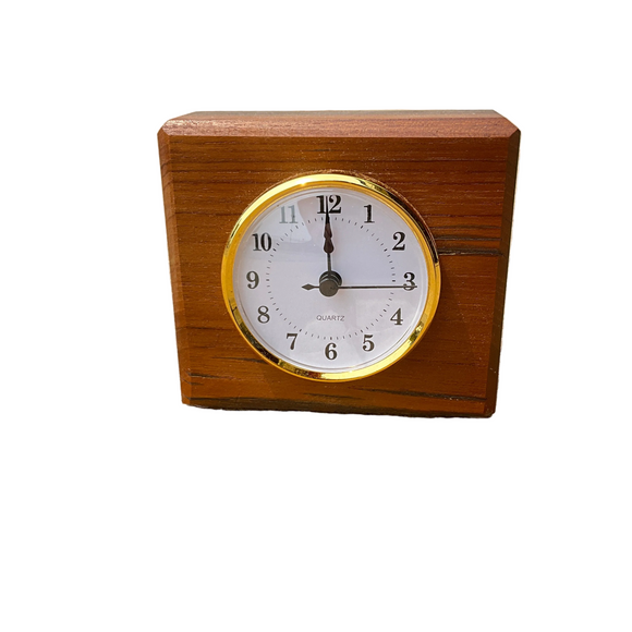 Handcrafted Battleship New Jersey Teak Desk Clock – Made from Original BB-62 Deck Teak