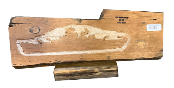 WW II Teak Sculpture ( 2.4ft ) Carved Battleship Silhouette