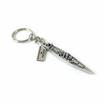 USS New Jersey Battleship Pewter Keychain – Made in USA – Battleship Silhouette w/ Charm