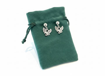 Stainless Steel Hanging Flying Eagle Earrings – Ball Stud Design