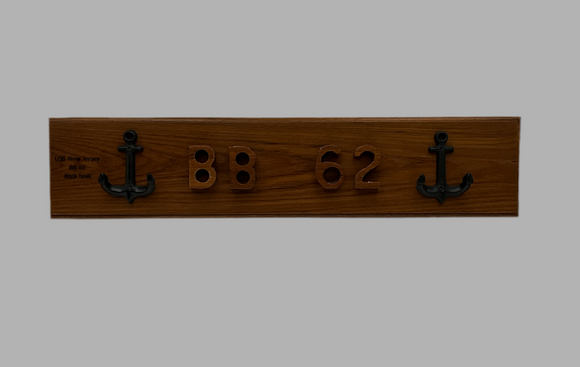 Battleship New Jersey BB-62 Modern Teak with Two Anchor Hooks