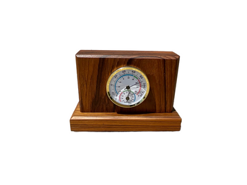 USS New Jersey Teak 6x4 Thermometer & Humidity Gauge Display