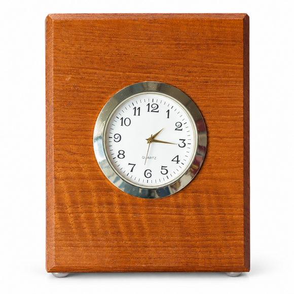 Battleship New Jersey Rectangular Teak Clock 4in x 2in