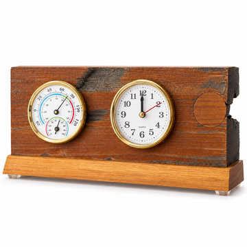 Battleship New Jersey Teak Clock with Thermometer & Hygrometer