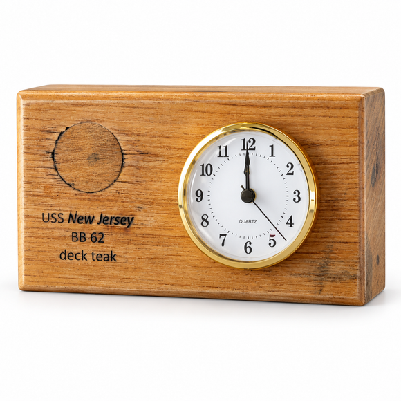 Handcrafted Battleship New Jersey Teak Desk Clock – Made from Original BB-62 Deck Teak (Copy)