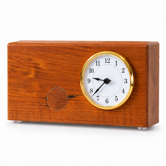 Battleship New Jersey Teak Desk Clock with Gold-Tone Bezel