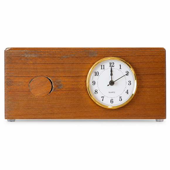 Battleship New Jersey Wide Teak Desk Clock