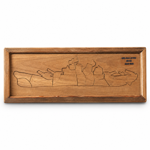 USS New Jersey BB-62 Handmade Teak Battleship Puzzle