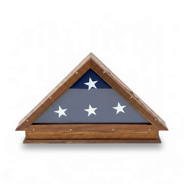 5 1/2 x 9 USS New Jersey BB-62 Authentic Teak Flag Display Case – Flown American Flag Display with 4 Commission Etching