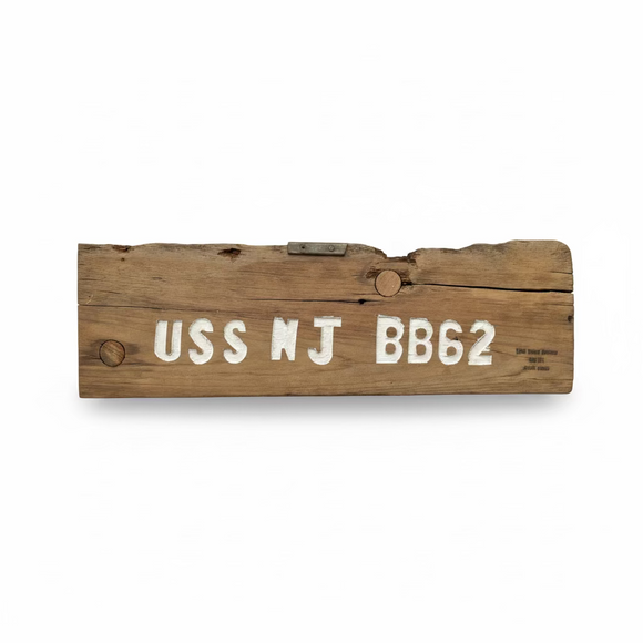 BB-62 Battle-Scarred Teak Display Authentic USS New Jersey Deck Wood