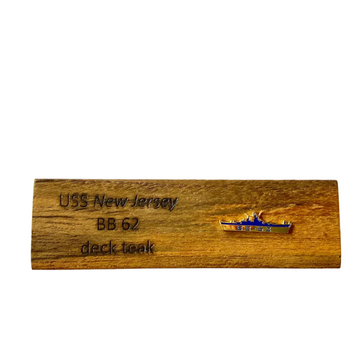 Battleship New Jersey BB-62 Modern  Mini Teak with Battleship Silhouette