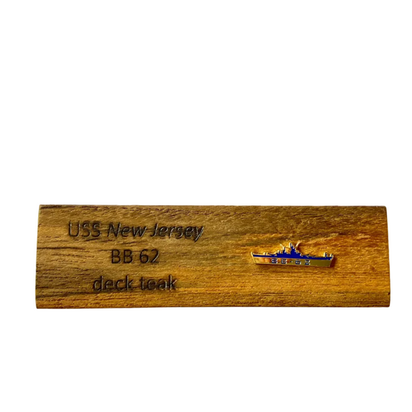 Battleship New Jersey BB-62 Modern  Mini Teak with Battleship Silhouette