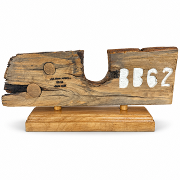 USS New Jersey (BB-62) Authentic Teak Deck Plaque (2 Plugs) – Handcrafted by Our Volunteer Crew