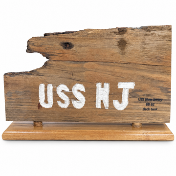 USS NJ Hand Carved Teak Display