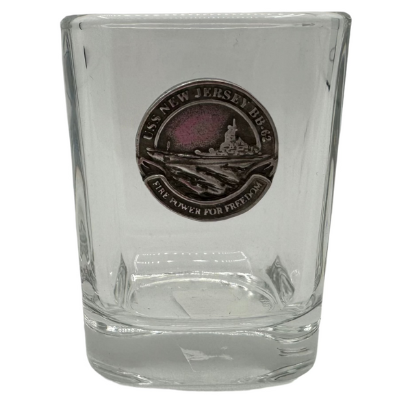 Battleship BB-62 Pewter Square Shot Glass