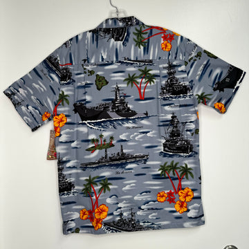 Battleship Men's Hawaiian Shirt (Grey) - 0