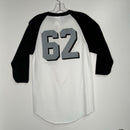 Battleship BB-62 Graphic 3/4-Sleeve Baseball T-Shirt - White / Black-2