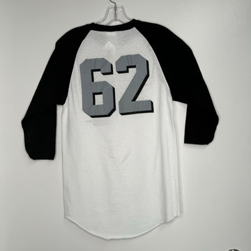 Battleship BB-62 Graphic 3/4-Sleeve Baseball T-Shirt - White / Black - 0