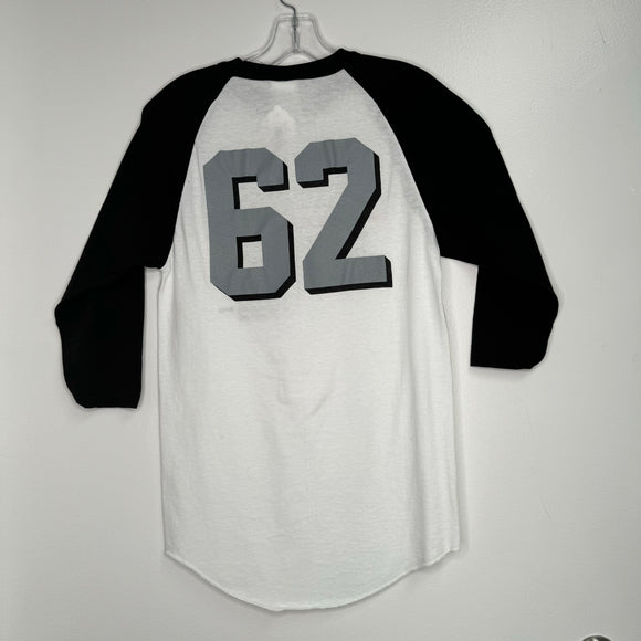 Battleship BB-62 Graphic 3/4-Sleeve Baseball T-Shirt - White / Black