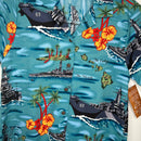 Women's ‚Battleship Hawaiian Blue Shirt-2
