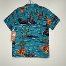 Women's ‚Battleship Hawaiian Blue Shirt-3