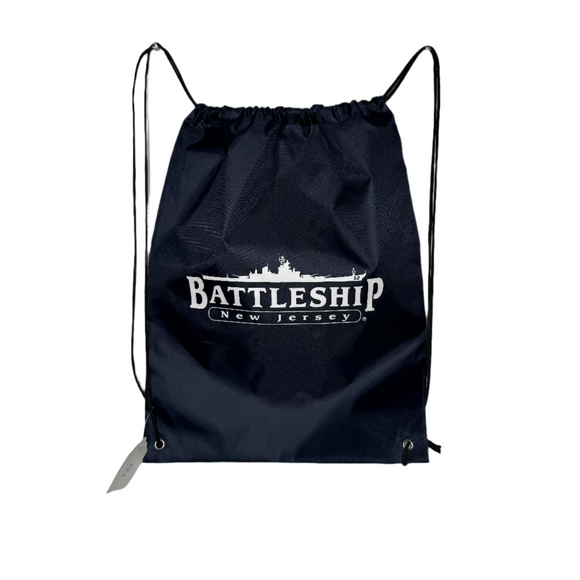 Battleship NJ Navy Blue Logo Drawstring Backpack
