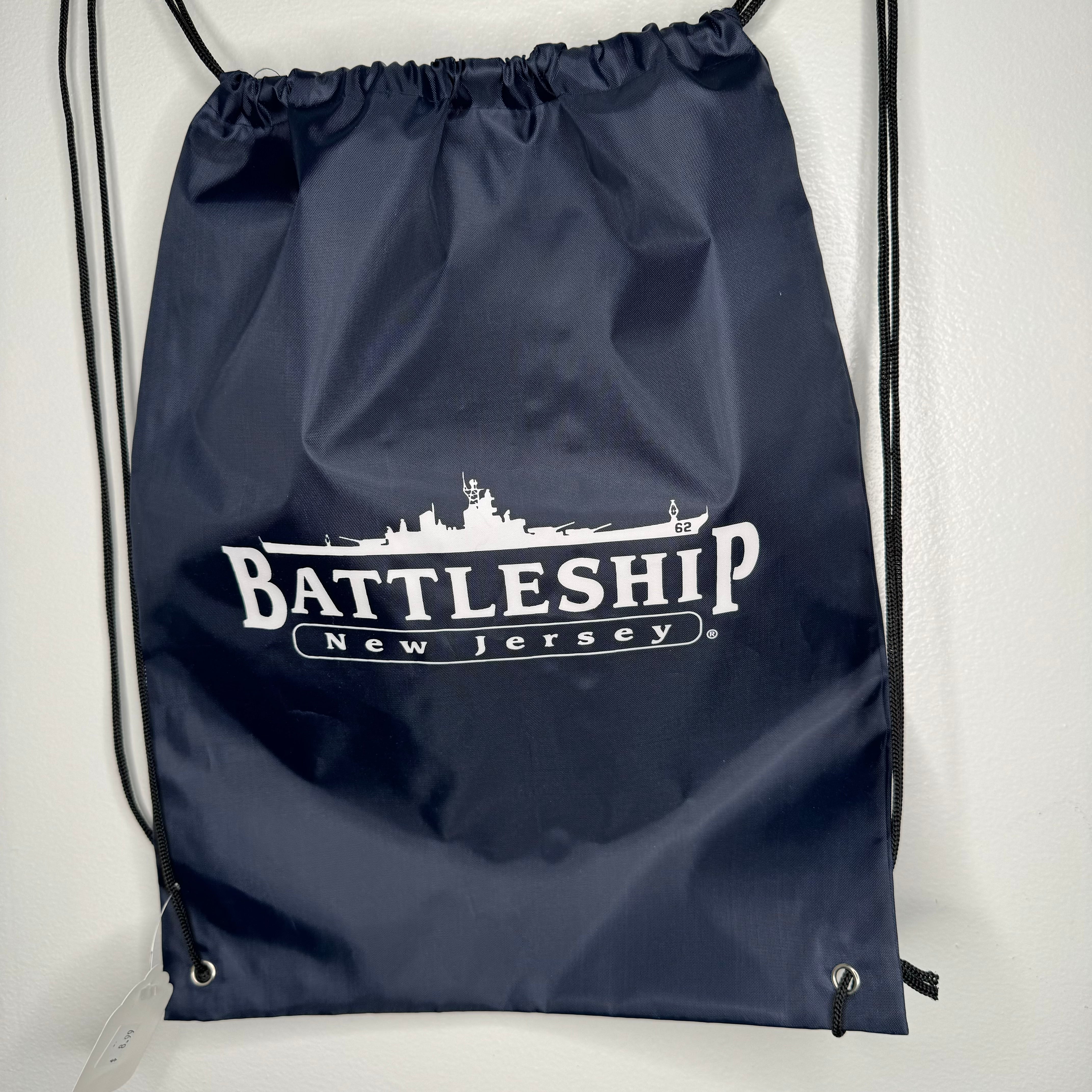 Buy navy Battleship NJ Logo Drawstring Backpack