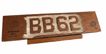 BB-62 Teak Deck Display with Original Deck Plugs Authentic USS New Jersey Battleship Teak