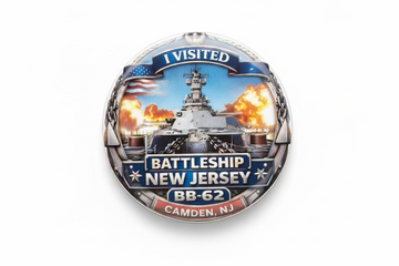 Magnet with Battleship New Jersey design held in a hand