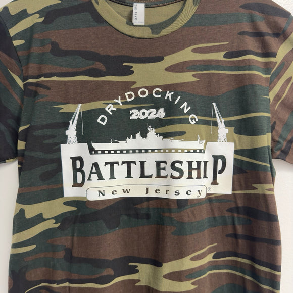 Battleship Dry Dock Logo T-Shirt (Green Camouflage)